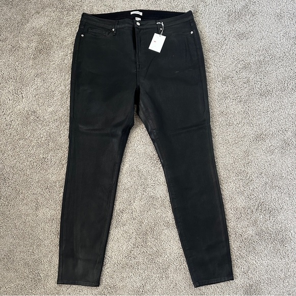 NWT GOOD AMERICAN Good Legs Coated Skinny Jeans in Black Plus Sz. 20 - Picture 6 of 9